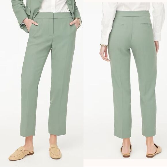 NWT J CREW crepe straight-leg cropped pant in Topiary - Picture 1 of 8